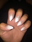 White stiletto nails with gold ombré accent White stiletto n