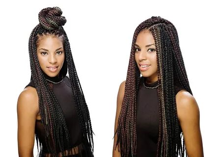 light brown and black box braids - Wonvo