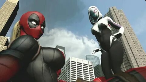 sfm giantess spidergwen and lady deadpool growth - YouTube