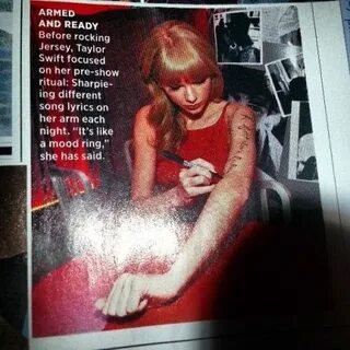 Billboard magazine writing on her arms ! Taylor swift fan cl