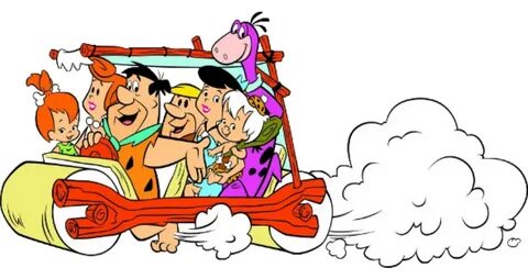 Flintstones and Rubbles in the family car Cartoon clip art, 