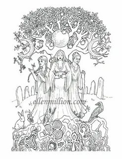 Maiden Mother Crone Digi Stamp Digital Coloring Page for Ets