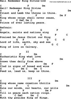 Top 500 Hymn: Hail Redeemer King Divine - lyrics, chords and