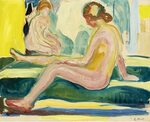 Seated Female Nudes Painting by Edvard Munch Fine Art Americ