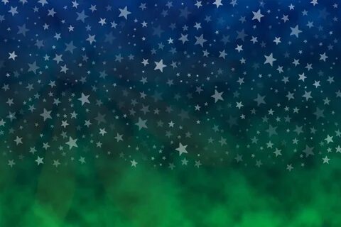 Blue stars above green clouds, night, background free image 