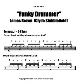 "Funky Drummer" (James Brown) DRUM BEAT - Free Video Drum Le