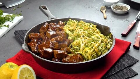 15-Minute Lemon Garlic Butter Steak With Zucchini Noodles - 