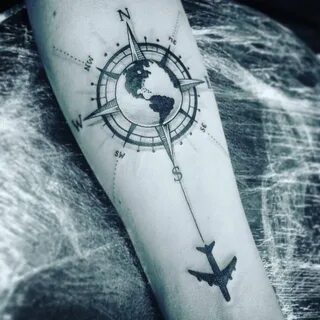 compass tattoo-earth globe Airplane #Uncategorized Tatuagem 