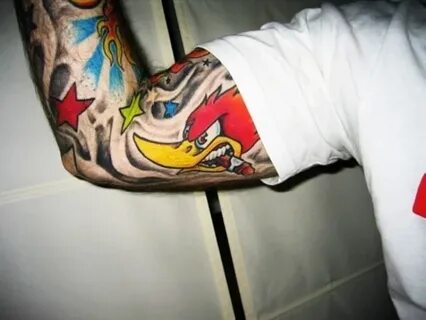 The Angry Woody Woodpecker tattoo Rockabilly tattoo sleeve, 