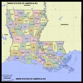 Карта Луизианы по округам Карта, Луизиана