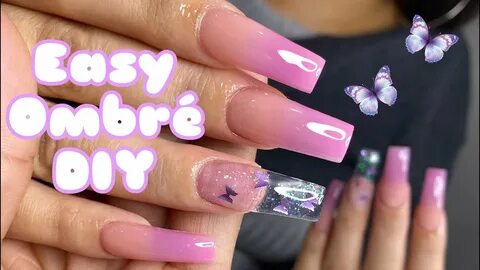 Simple Ombre With Butterfly Nail Acrylic Nails Tutorial TheM