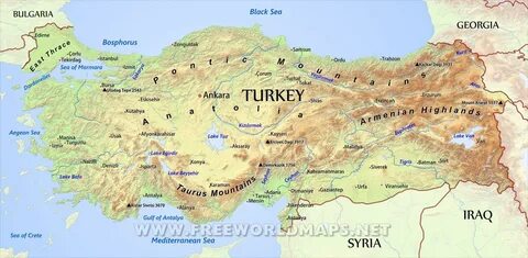 Turkey mountain map - Map of Turkey mountain (Western Asia -