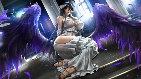 albedo demon dress feathers horns lexaiduer overlord wings k