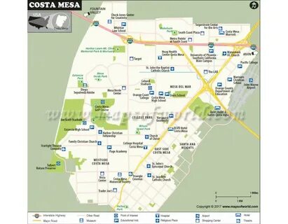 Buy Costa Mesa City Map, California