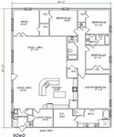 Barndo Floor Plan-5 bedroom 3000 sq ft: Pole barn house plan
