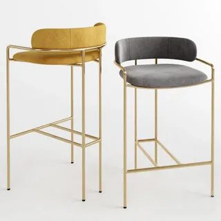 WEST ELM Lenox Velvet Bar + Counter Stools - Стулья - 3D Мод