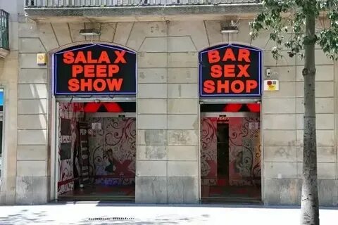 Sex shop doorway and sign on La Rambla, Barcelona, Spain (Ph