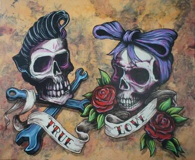 Rockabilly tattoos, Rockabilly art, Skull tattoos