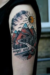 Mountains Tattoo on Sleeve Tattoos, Nature tattoos, Mountain