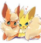 Flareon & Jolteon - By @whitelate Eevee cute, Cute pokemon w