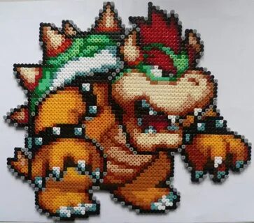 Bowser Art perle, Motifs perler, Perle hama mario