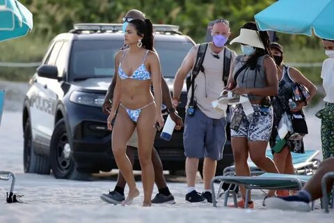 CAMILA MENDES in Bikini on a Set at Miami Beach 07/30/2021.