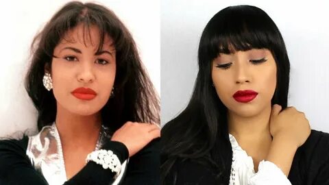 Selena Quintanilla Makeup Classic Red Lips + Bangs - YouTube