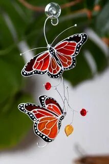 Stained Glass Monarch Butterfly Suncatcher Christmas Gifts E