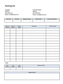 Blank Packing List Template - Download in Microsoft Word Pac