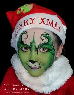 Grinch face paint by Mary fairgreive Christmas face painting