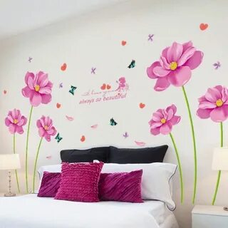 New Flowers Wall Stickers Mural Vinyl Decals Art For Living 