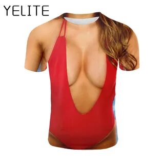 YELITE забавная Сексуальная футболка с принтом бикини поддел