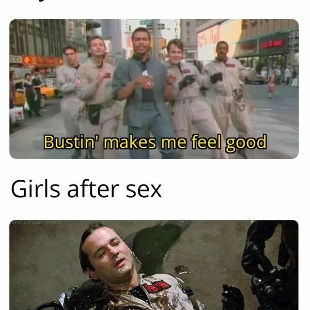 May be a meme of 5 people and text that says 'Guys after sex Bustin&ap...