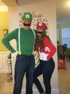 Homemade Mario and Luigi costumes. Couple halloween costumes