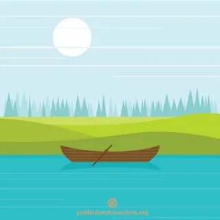 Wooden boat on a river Royalty Free Stock SVG Vector and Cli