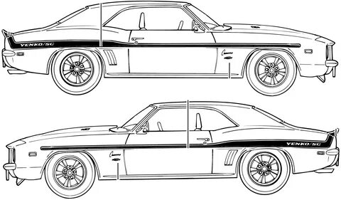 Camaro 69 Drawing 1969 Chevy Chevrolet Blueprints Yenko Vect