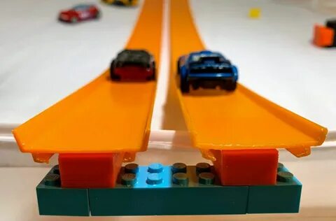 Custom Hot Wheels Track to LEGO Brick Adapter 8 piece Set 3D