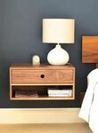 Floating Nightstand with Drawer in Walnut / Mid Century Mode