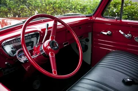 1955 Ford F100 Pickup - maroon - cab interior --- Donut De. 