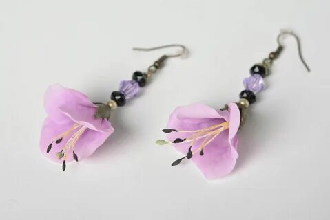 BUY Handmade Japanese polymer clay dangling earrings with lo