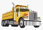 Truck, Peterbilt, Chrome, Yellow, Flames, Dump Truck - Peter