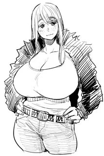 Safebooru - 1girl breasts cleavage freckles highres huge bre