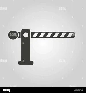 Roadblock and borderline, stop, railroad crossing symbol. 