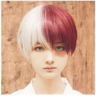 ColorGround Half Silver White Half Red Cosplay Wig for Hallo