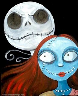 Jack and Sally Skellington painting on Canvas Fan art for th