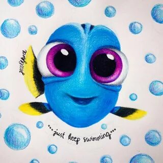 Drawing of baby Dory by Jess Elford. Drawn with prismacolor 