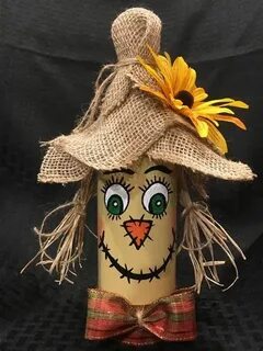 Images Halloween wine bottle crafts, Scarecrow crafts, Hallo
