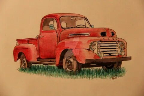 1949 Ford Truck Drawing by prestonthecarartist artwork in 20