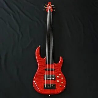 Carvin LB Transparent Red 6 String Fretless Bass Reverb