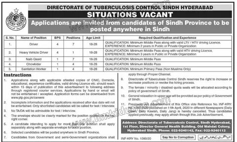 Chowkidar Jobs 2020 in Health Department Govt of Sindh in Hy